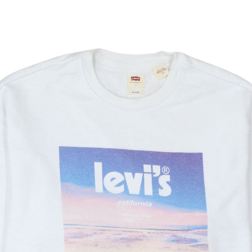 Womens UK Size L Levi's White Pullover Sweatshirt