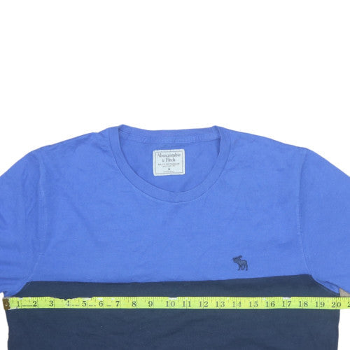 Abercrombie & Fitch Men's Blue Colourblock Crew Neck T-Shirt Size M