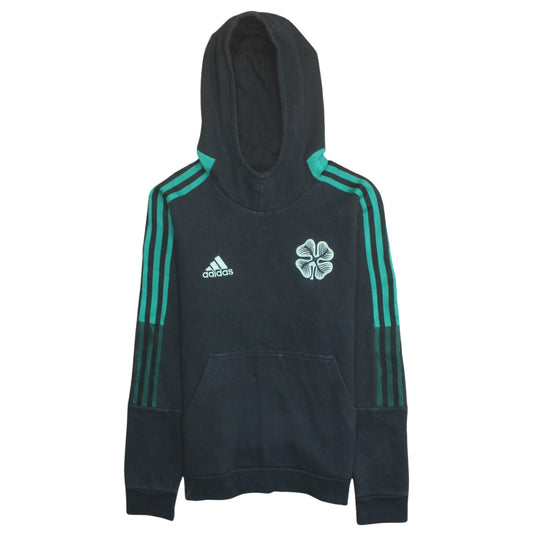 Additional front view of Adidas boys’ black pullover hoodie 13-14 years football sportswear