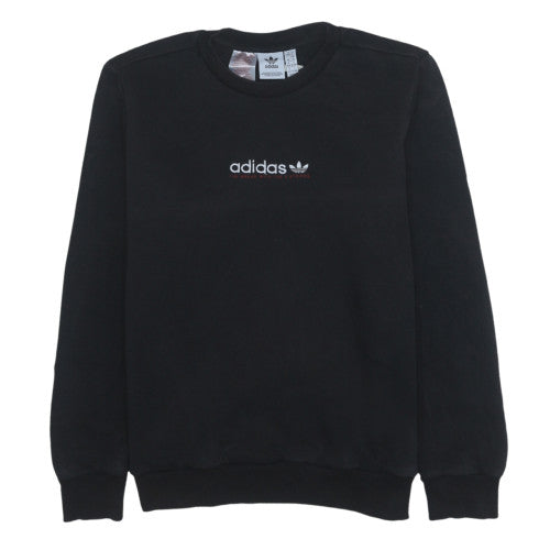 Additional front view of Adidas boys’ black crew neck pullover sweatshirt 14 years