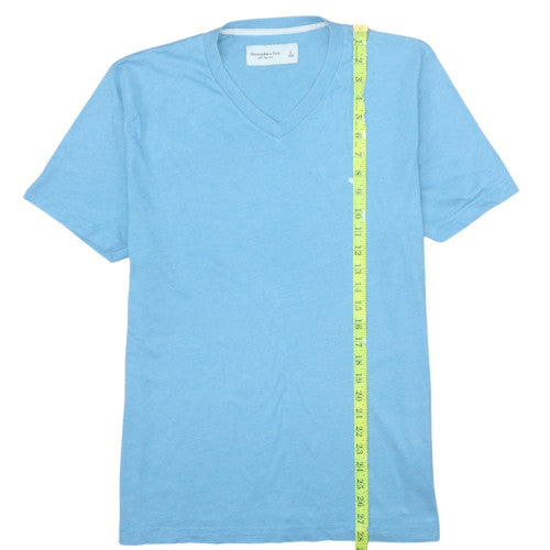 Abercrombie & Fitch Men Blue V-Neck Cotton Blend T-Shirt Size L