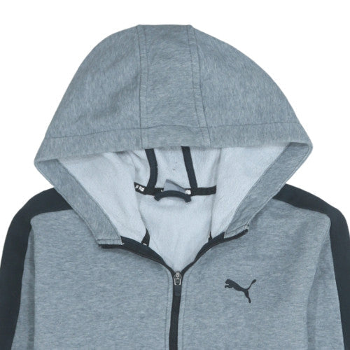 Additional view of Puma boys’ grey full zip hoodie, size 16, years cotton blend sportswear