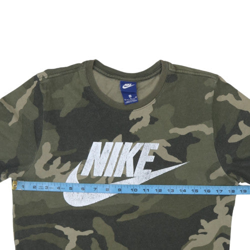 Nike Men's Camouflage Green Crew Neck Cotton T-Shirt M