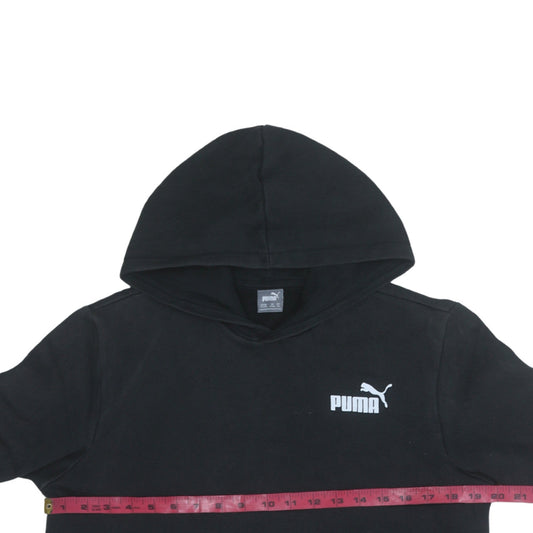 Puma Boys Black Hoodie 15-16 Years Pullover Fleece Logo Hooded Sweatshirt