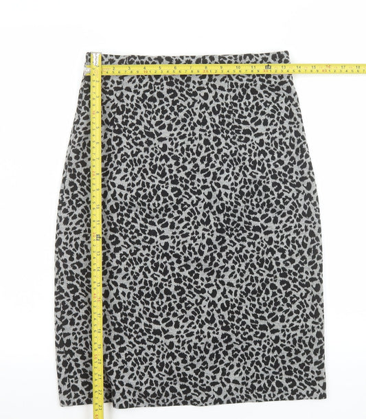 Marks and Spencer Women's Grey Animal Print Pencil Skirt Size 8