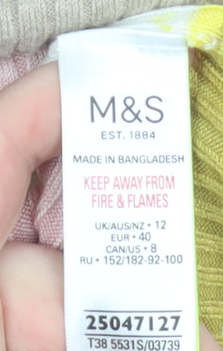 Marks and Spencer Womens Multicoloured Striped Short Sleeve Knit T-Shirt Size 12