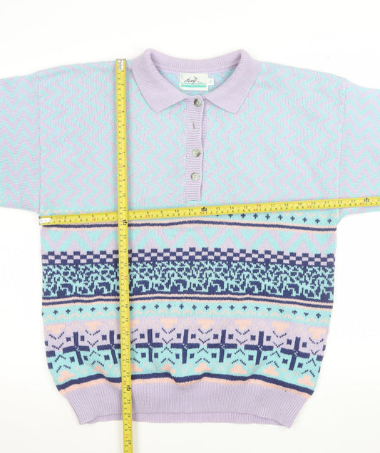 Womens UK Size S DASH Multicoloured Henley Jumper