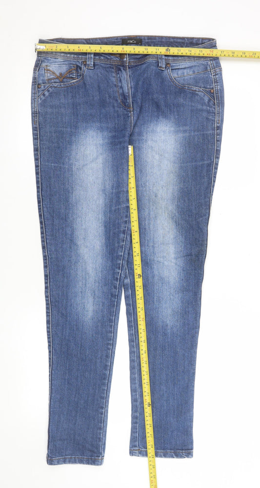 Womens UK Size 12 M&Co Slim Fit Skinny Blue Jeans