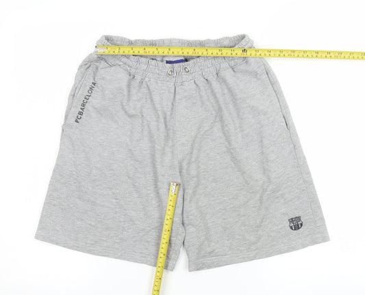 FC Barcelona Men's Grey Athletic Shorts M Regular Fit Elastic Waist
