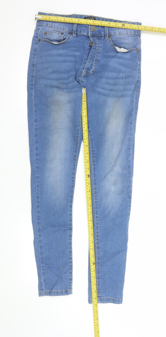 boohooMAN Men's Blue Skinny Denim Jeans Size 32 Regular Fit