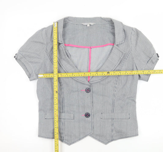 Debenhams Women Grey Pinstripe Short Sleeve Suit Top Size 14