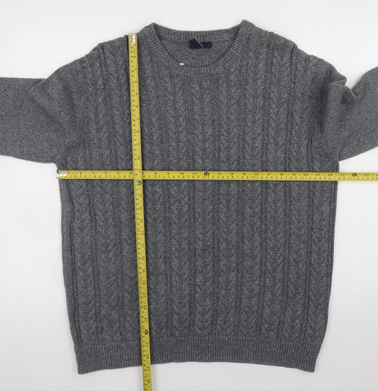 Gap Men's Grey Cable-Knit Cotton Crew Neck Jumper XL
