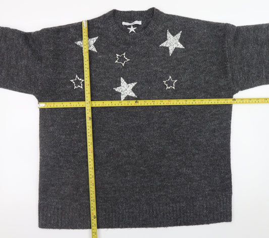 Next Women’s Grey Star Embellished Pullover Jumper Size L