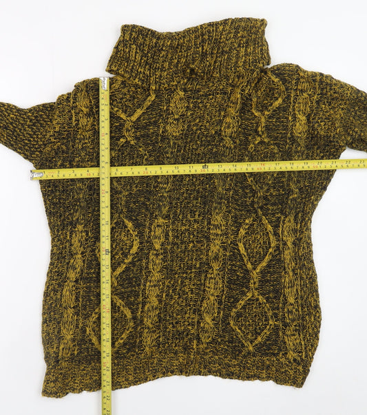 Bassini Women's Brown Roll Neck Chunky-Knit Wool Blend Jumper S