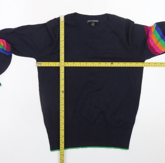 Next Petite Women's Blue Rainbow Stripe Knit Jumper Size S