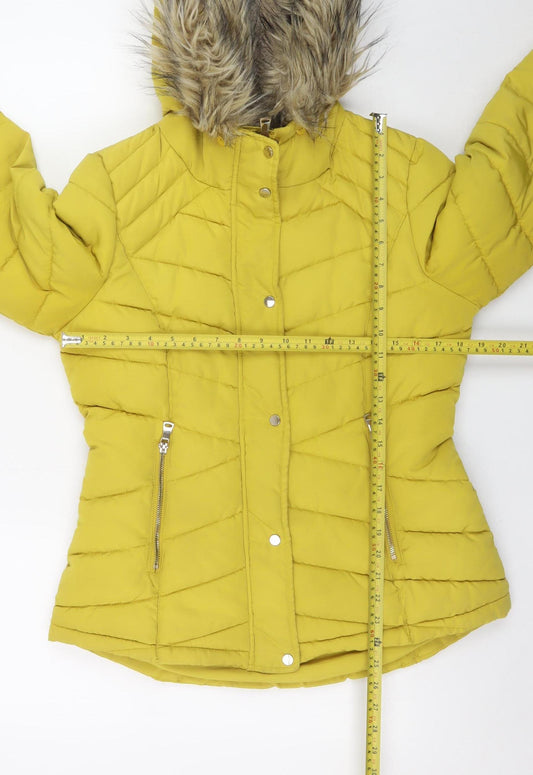 Womens UK Size 10 F&F Yellow Puffer Jacket