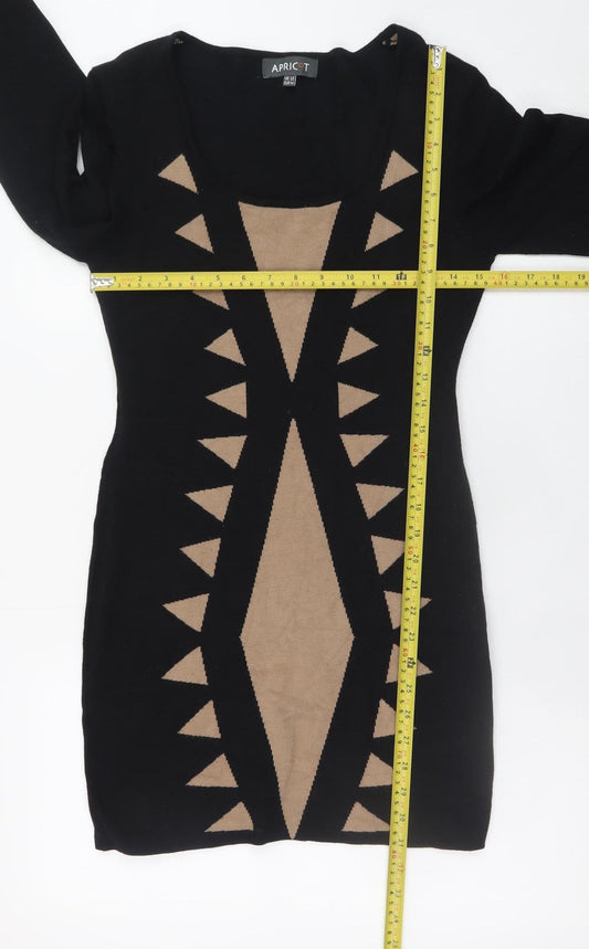 Apricot Womens Black Geometric Bodycon Knit Dress Size 12