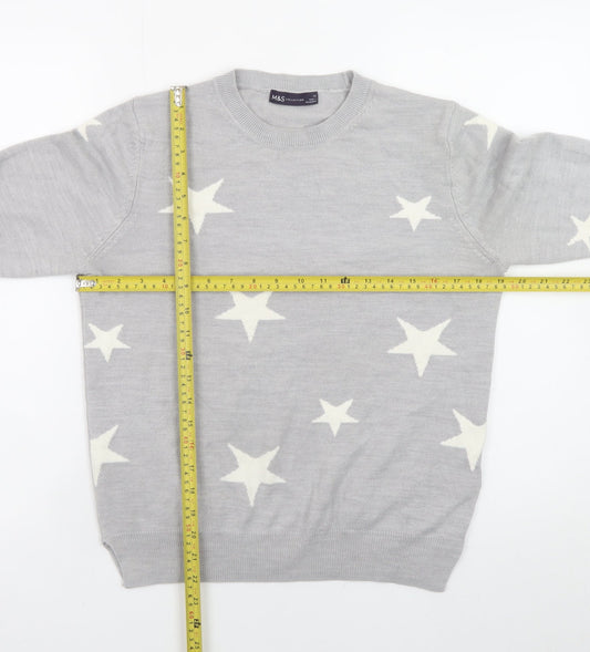 Marks and Spencer Women Grey Star Knit Jumper Size 12