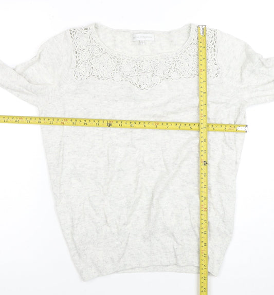 Rocha John Rocha Women Ivory Size 12 Lace Detail Long Sleeve Jumper