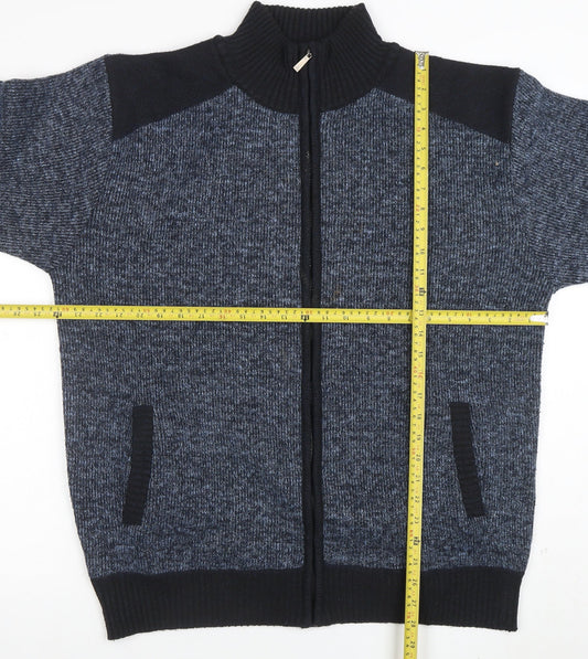 Charles Norton Men’s Blue Full Zip Knit Jumper 2XL High Neck