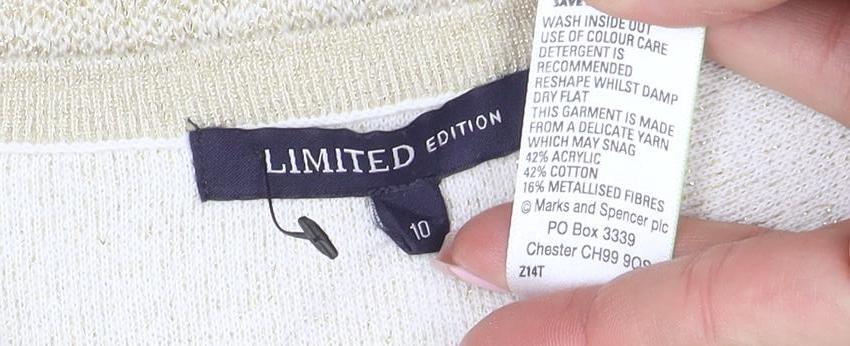 Womens UK Size 10 Limited Edition Beige Pullover Jumper