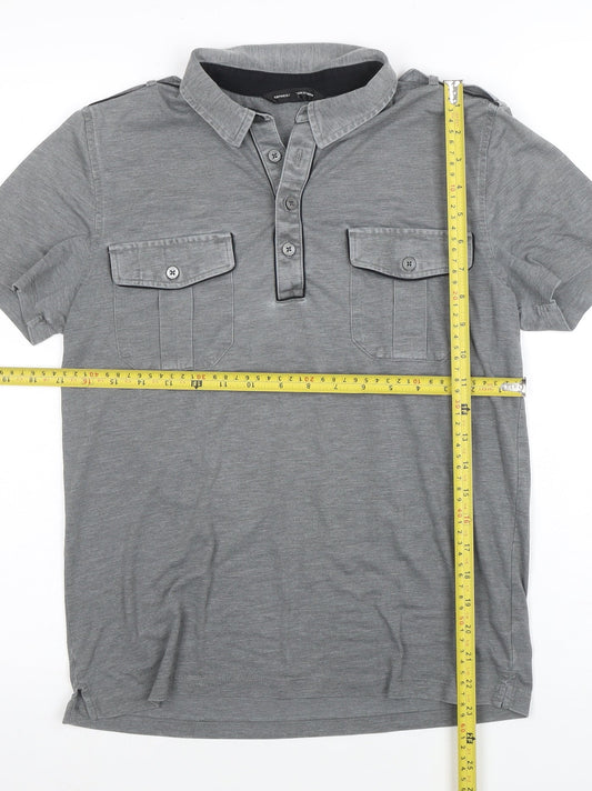 Express Design Studio Men's Grey Short Sleeve Polo Shirt Size S
