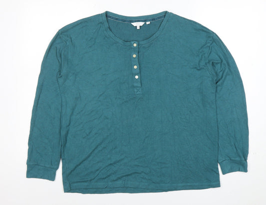 Womens UK Size 10 FatFace Blue Henley Jumper