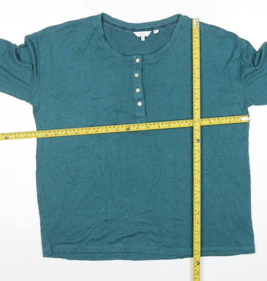 Womens UK Size 10 FatFace Blue Henley Jumper