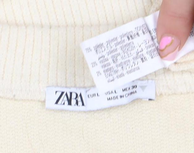 Womens UK Size M Zara Beige Pullover Sweatshirt