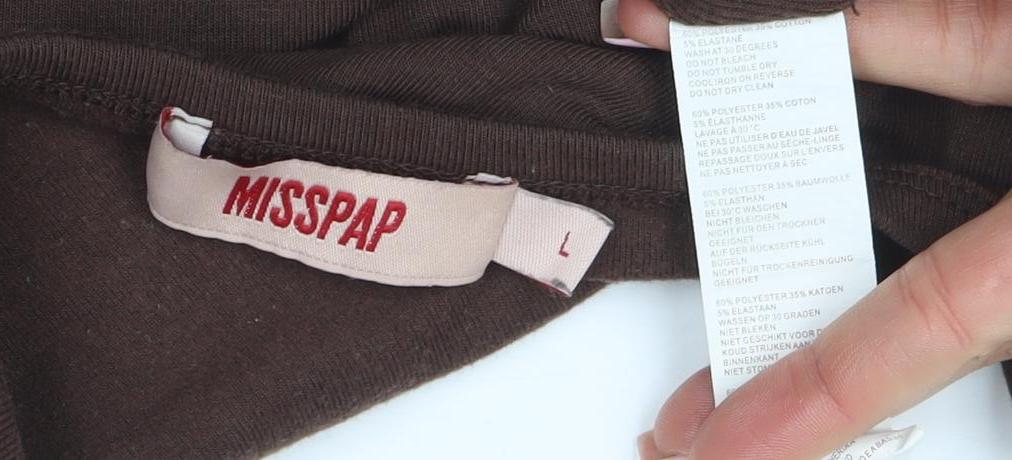 MISSPAP Women’s Brown Cropped Long Sleeve Zip Top Size L