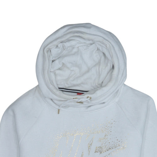 Womens UK Size M Nike White Pullover Hoodie