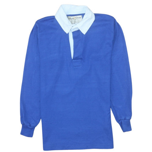 Aitken & Niven Boys Blue Long Sleeve Rugby Polo Shirt Size S