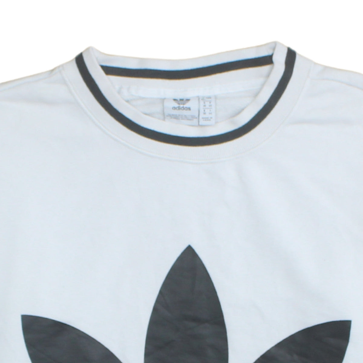 Additional view of Adidas Women White Crop Sweatshirt UK 10 Crew Neck Long Sleeve Logo