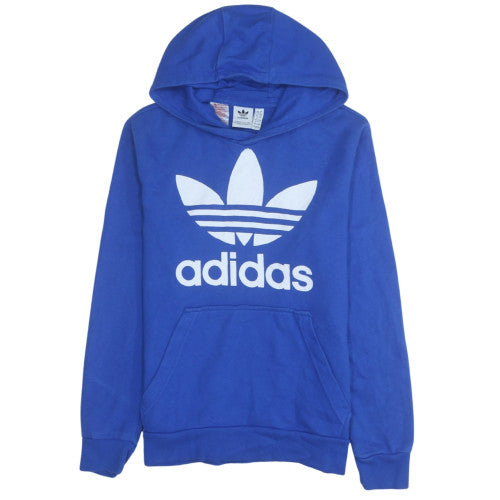Additional front view of Adidas boys’ blue pullover hoodie 164cm age 13 logo cotton sweatshirt