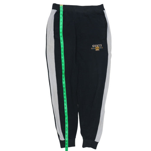 Gucci Men's Black Jogger Sweatpants L Logo Side Stripe Casual