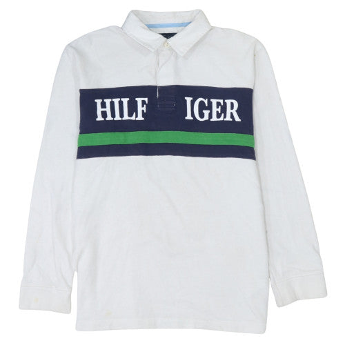 Additional front view of Tommy Hilfiger Teens White XL Collared Pullover Sweatshirt