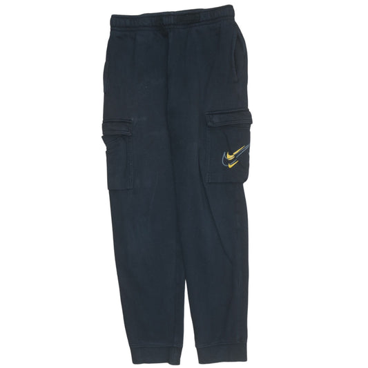 Additional front view of Nike Teens Black Fleece Cargo Jogger Trousers, size L, 147-158cm