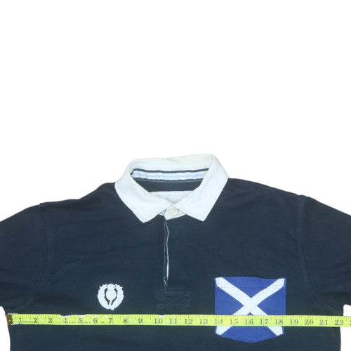 Cotton Traders Mens Blue Long Sleeve Rugby Polo Shirt Size M