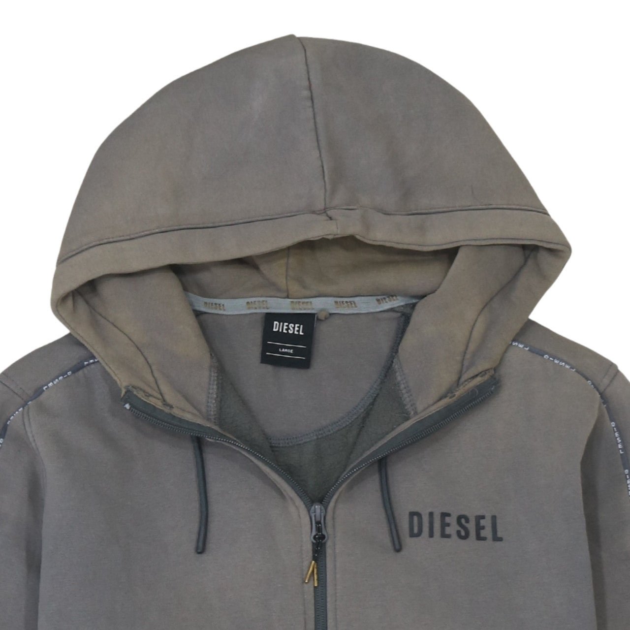 Mens UK Size L Diesel Grey Full Zip Hoodie