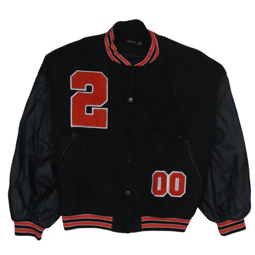 Womens UK Size 10 Boohoo Black Varsity Jacket