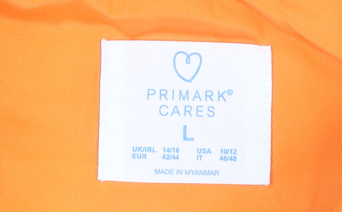 Womens UK Size L Primark Orange Puffer Jacket
