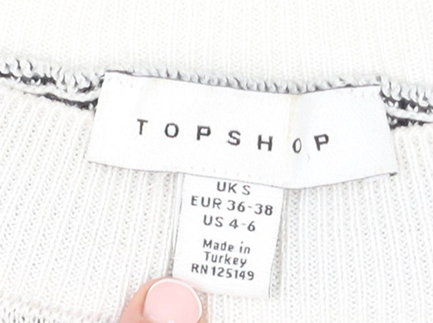 Womens UK Size S Topshop White Pullover Jumper