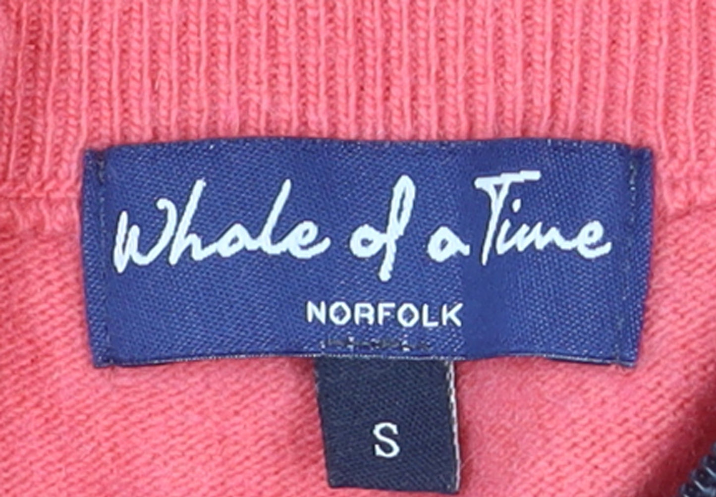 Womens UK Size S Whale of a Time Clothing Pink 1/2 Zip Jumper