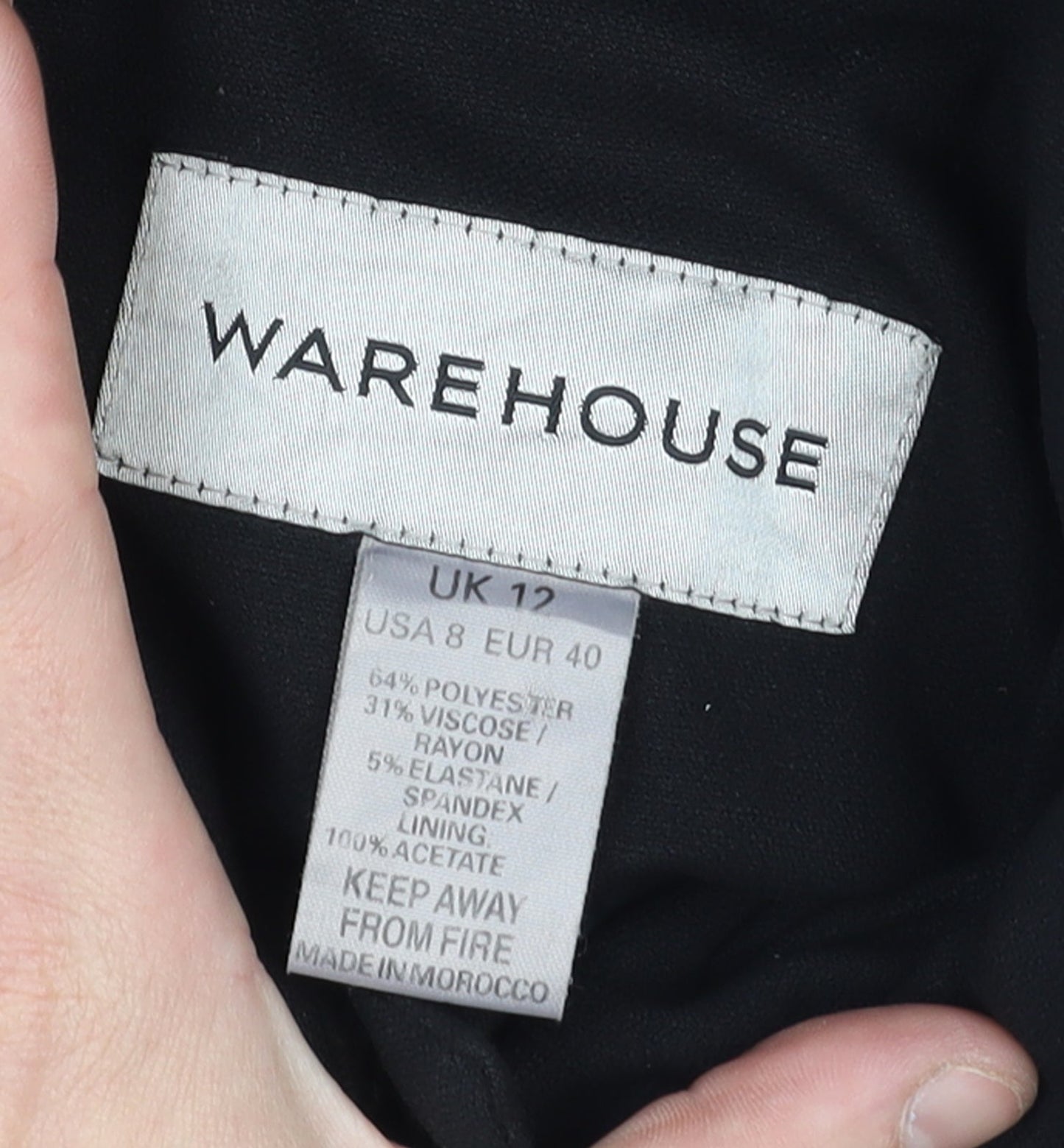 Womens UK Size 12 Warehouse Black Overcoat