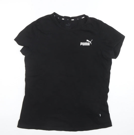 Additional front view of Puma Women's Black Crew Neck Short Sleeve Cotton T-Shirt, size M