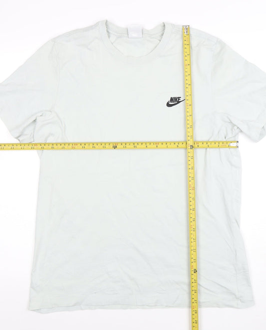 Nike Men's Light Grey Cotton Short Sleeve Crew Neck T-Shirt Size L