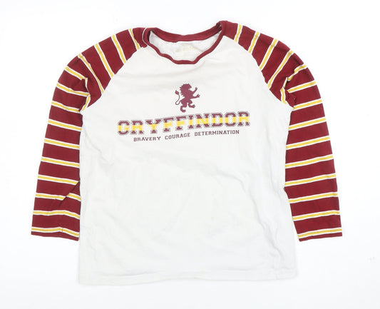 Marks and Spencer Boys White Gryffindor Long Sleeve Cotton T-Shirt 13-14 Years