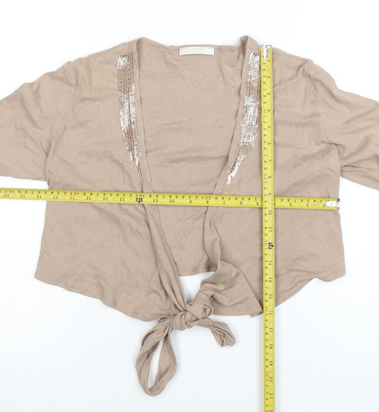Womens UK Size 14 Marks and Spencer Beige Cropped Blouse