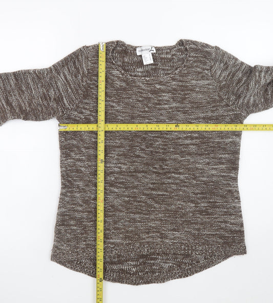 Collection L Women Brown Knit Cotton Acrylic Jumper Size 12