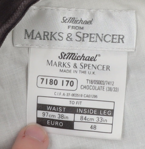 Marks and Spencer Men's Brown Corduroy Trousers 38W 33L Classic Fit